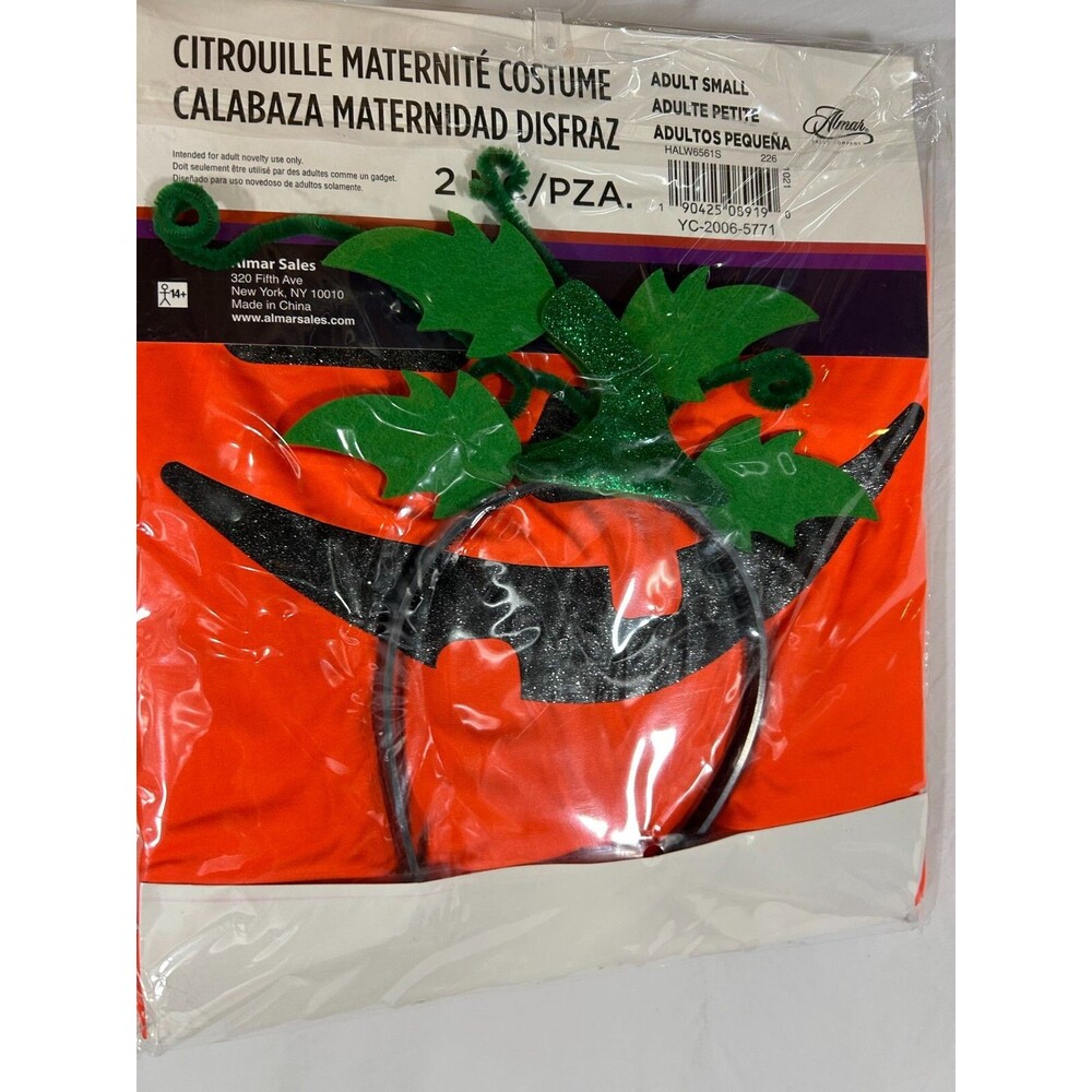 New Adult Small Pumpkin Maternity Costume Pregnancy Halloween Dress Orange - Picture 3 of 3